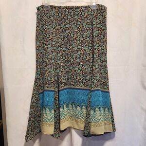 Emma James‎ Patchwork Floral Midi Skirt Women's 10 Lined Cottage Boho Peasant